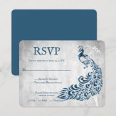 Carte RSVP de mariage de la vigne Peacock Bleu (Devant / Derrière)