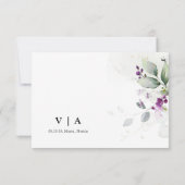 Carte RSVP de mariage de lavande verte violette (Dos)