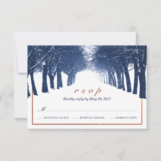 Carte RSVP de mariage de l'avenue des Arbres d'hiv (Devant)