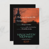Carte RSVP de mariage de l'église éffrayante (Devant / Derrière)