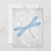 Carte RSVP de mariage de libellules bleues (Dos)