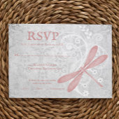 Carte RSVP de mariage de libellules roses
