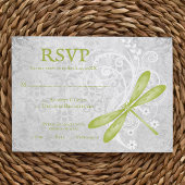 Carte RSVP de mariage de libellules vertes