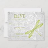 Carte RSVP de mariage de libellules vertes (Devant)