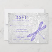 Carte RSVP de mariage de libellules violettes (Devant)
