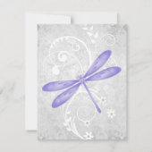 Carte RSVP de mariage de libellules violettes (Dos)