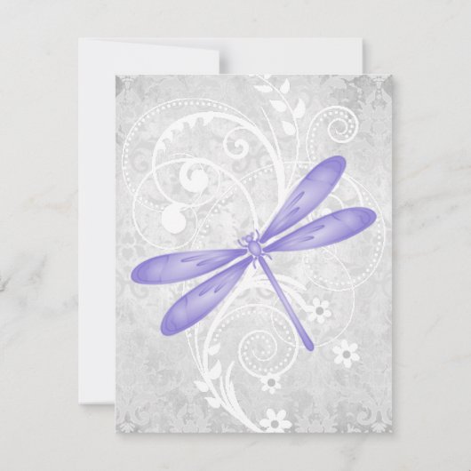 Carte RSVP de mariage de libellules violettes (Dos)