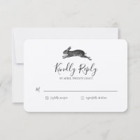 Carte RSVP de mariage de lièvre vintage