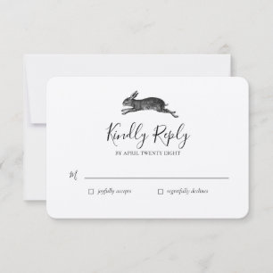 Carte RSVP de mariage de lièvre vintage