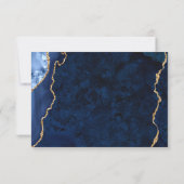 Carte RSVP de mariage de marbre bleu doré moderne (Dos)