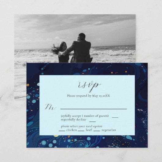 Carte RSVP de mariage de minuit (Devant / Derrière)