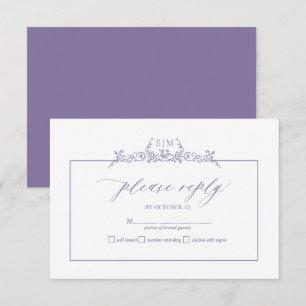 Carte RSVP de mariage de monogramme de bordure flo