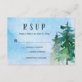 Carte RSVP de mariage de montagne avec numéro