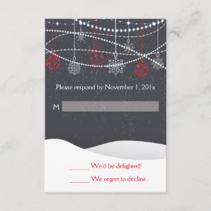 Carte RSVP de mariage de Noël de neige d'hiver