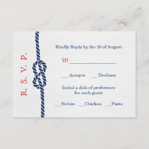 Carte RSVP de mariage de noeud nautique
