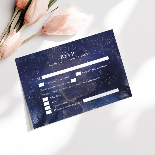 Carte RSVP de mariage de nuit Starry