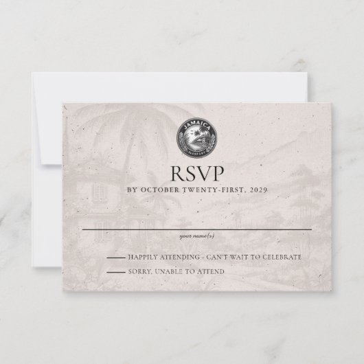 Carte RSVP de mariage de passeport jamaïcain (Devant)
