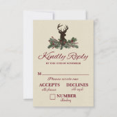 Carte RSVP de mariage de pin d'hiver rustique (Devant)