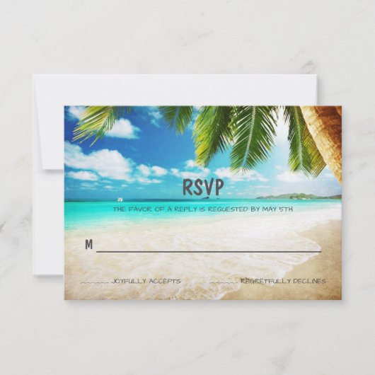 Carte RSVP de mariage de plage de l'île tropicale (Devant)