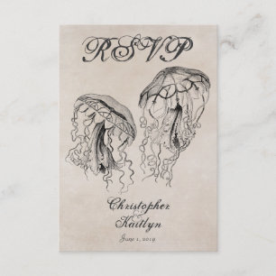 Carte RSVP de mariage de plage de méduses de style