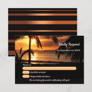 Carte RSVP de mariage de plage de palmiers tropica