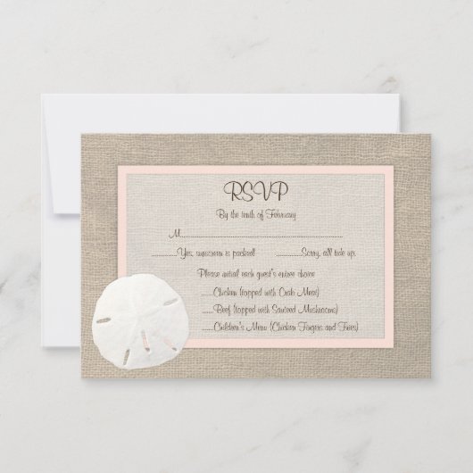 Carte RSVP de mariage de plage de sable Dollar - B (Devant)