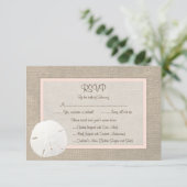 Carte RSVP de mariage de plage de sable Dollar - B (Debout devant)