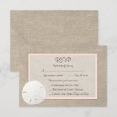 Carte RSVP de mariage de plage de sable Dollar - B (Devant / Derrière)