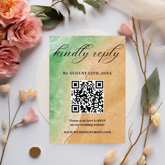 Carte RSVP de mariage de plage de sable et de sabl