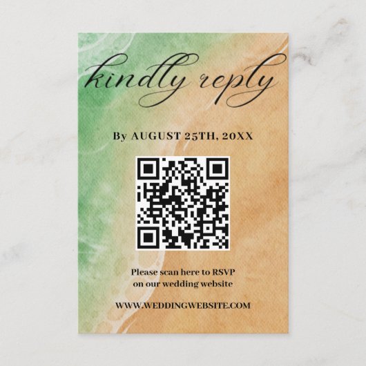 Carte RSVP de mariage de plage de sable et de sabl (Devant)