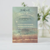 Carte RSVP de mariage de plage Shabby (Debout devant)