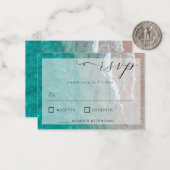 Carte RSVP de mariage de plage tropicale d'aquarel (Devant/Arrière en situation)