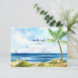 Carte RSVP de Mariage de plage Watercolor moderne