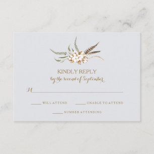 Carte RSVP de mariage de plume de coton d'aquarell