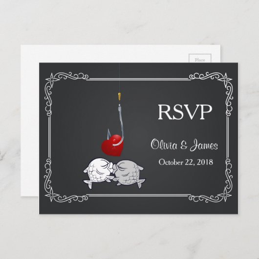 Carte RSVP de mariage de poisson baiser (Devant / Derrière)