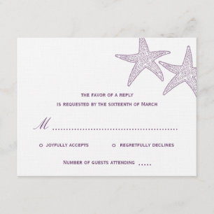 Carte RSVP de mariage de poisson d'étoile - violet