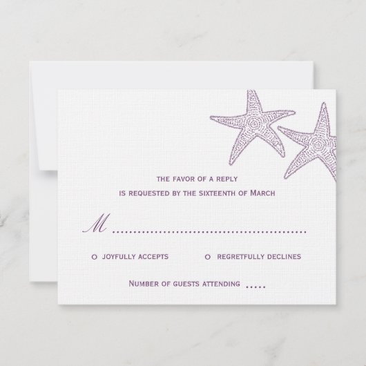 Carte RSVP de mariage de poisson d'étoile - violet (Devant)