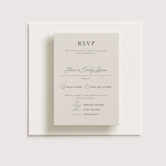 Carte RSVP de Mariage de Portrait Formel Parker