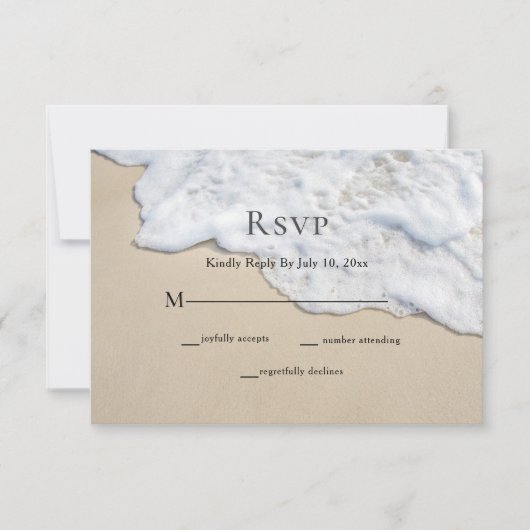 Carte RSVP de mariage de sable et de mousse de pla (Devant)
