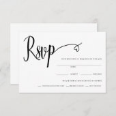 Carte Rsvp De Mariage De Script Coeur Minimal (Devant / Derrière)