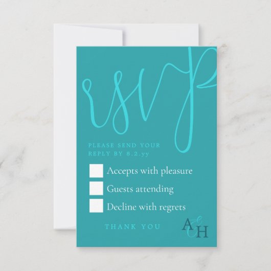 Carte RSVP de mariage de script de calligraphie tu (Devant)