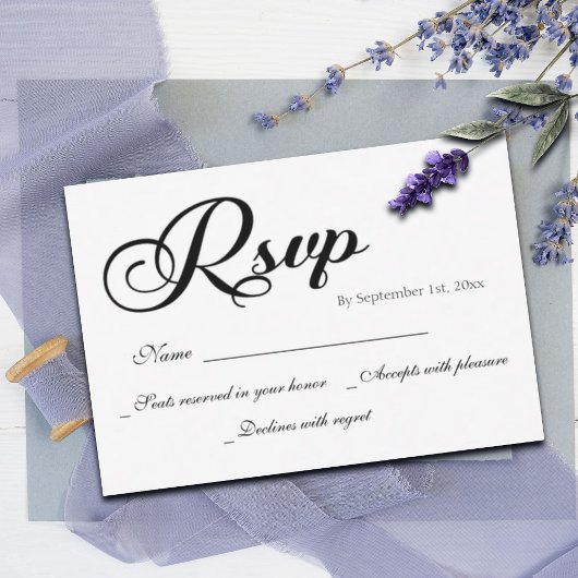 Carte RSVP de mariage de script moderne