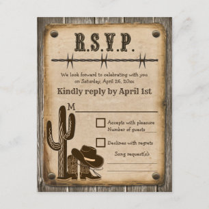 Carte RSVP de mariage de style occidental