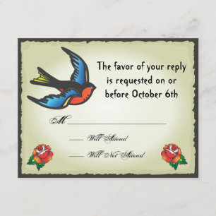 Carte RSVP de mariage de tatouage