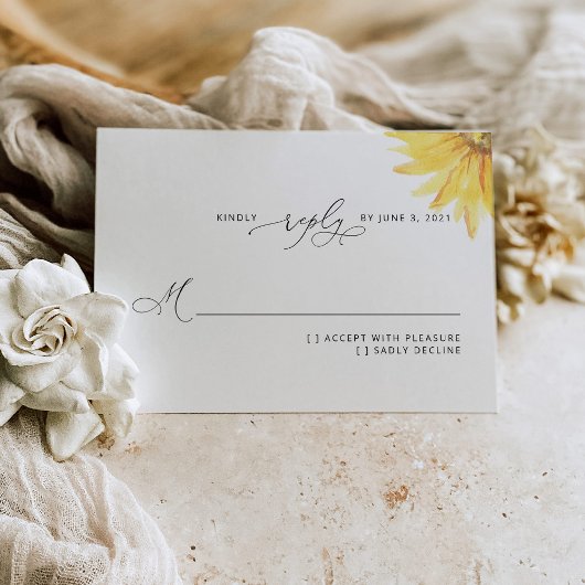 Carte RSVP de mariage de tournesol