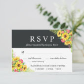 Carte RSVP de mariage de tournesol avec choix de d (Debout devant)
