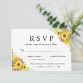 Carte RSVP de mariage de tournesol avec choix de d (Debout devant)
