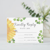 Carte RSVP de mariage de tournesol d'aquarelle (Debout devant)