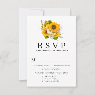 Carte RSVP de mariage de tournesol, options de rep