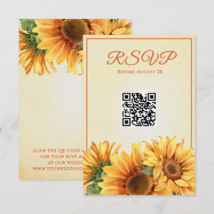 Carte RSVP de mariage de tournesol QR